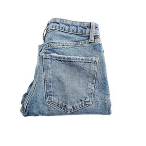Zara Light Wash Frayed Hem Denim Jeans Ripped Knees SZ02